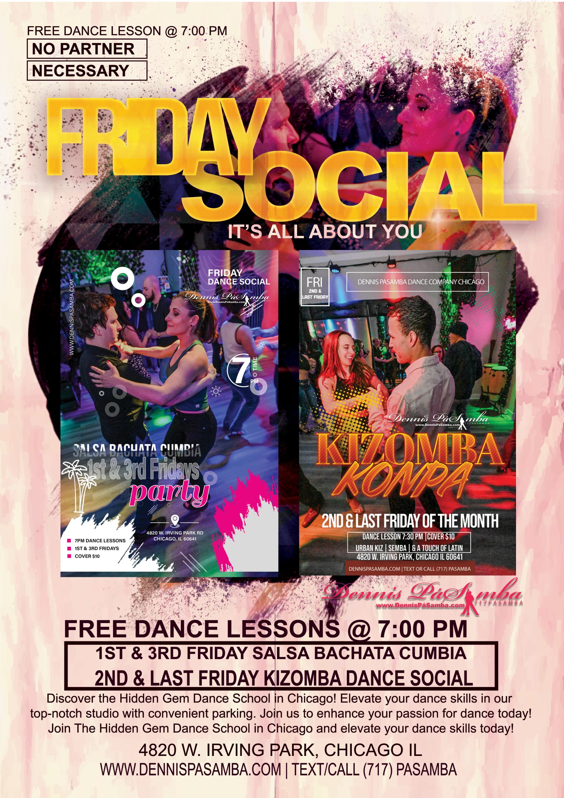 Join us every Friday for an exciting night of Chicago salsa, bachata, cumbia, and kizomba! Our vibrant dance social welcomes everyone