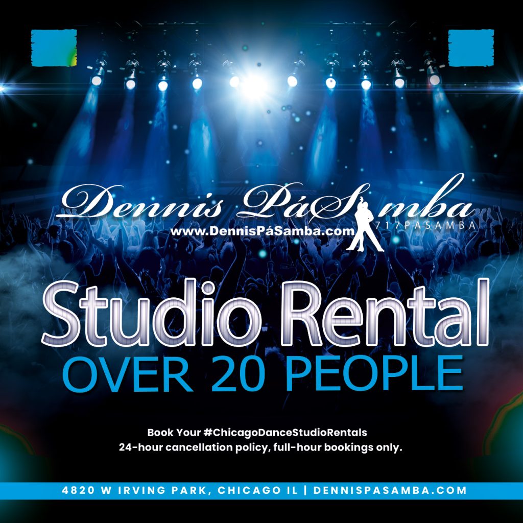 Rent a Chicago dance studio at Dennis PaSamba Dance Company (4820 W. Irving Park Rd, Chicago, IL 60641) for your dance rehearsals! Our spacious studio with high ceilings, mirrors, sound system, and ample parking is perfect for #ChicagoDanceStudioRentals. With 33+ years of experience and 500+ five-star reviews, we’re Chicago’s top choice for dancers, choreographers, and groups.
